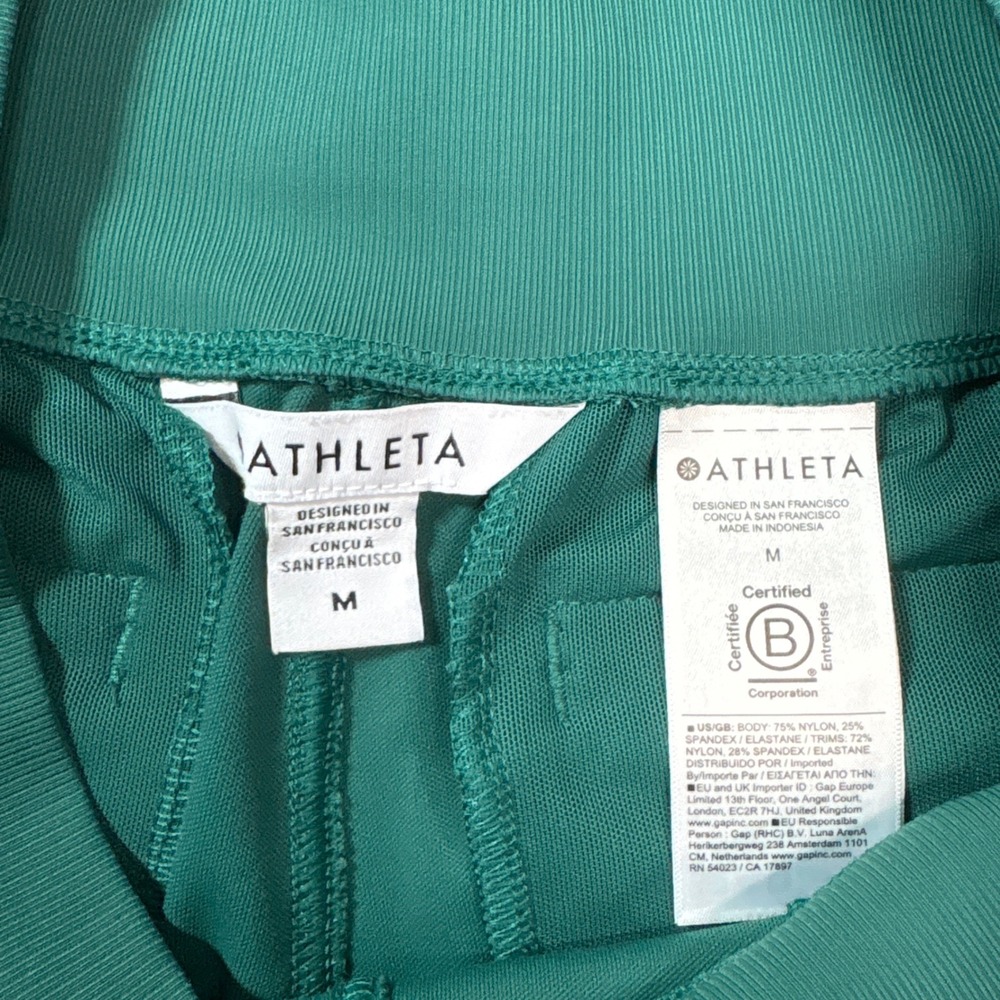 Athleta Venice Joggers Green Teal White Piping High Rise Pants 854423-11 Medium - Picture 2 of 7